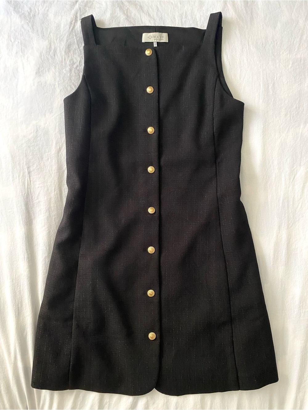 WayF Black Sleeveless Button-Front Dress - Classic Women's Dress